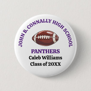 Purple High School Football Team Customised 6 Cm Round Badge
