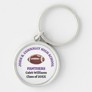 Purple High School Football Team Personalised Key Ring