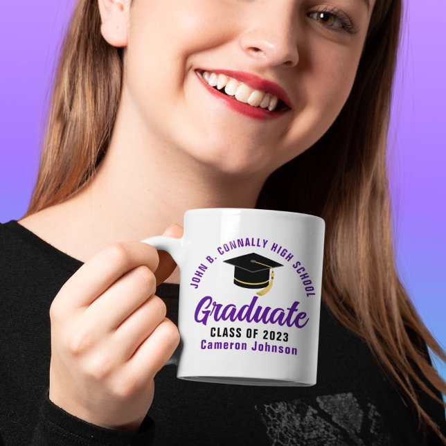 Purple High School Graduate Custom Graduation Gift Coffee Mug (Creator Uploaded)