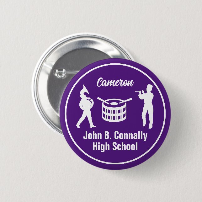 Purple High School Marching Band Personalised 6 Cm Round Badge (Front & Back)