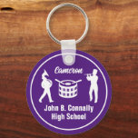 Purple High School Marching Band Personalised Key Ring<br><div class="desc">This cool customised purple high school marching band keychain features white typography of your player name under the drums. A great student musician keychain for parents.</div>
