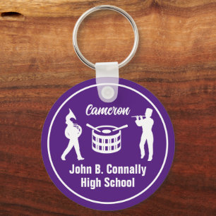 Purple High School Marching Band Personalised Key Ring