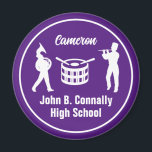Purple High School Marching Band Personalised Magnet<br><div class="desc">This cool customised purple high school marching band magnet features white typography of your player name under the drums. A great student musician gift for parents.</div>