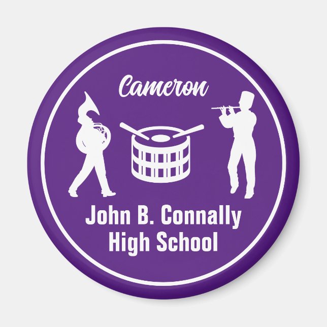 Purple High School Marching Band Personalised Magnet (Front)