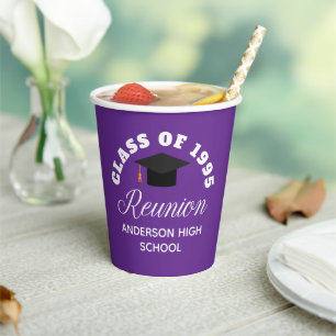 Purple High School Reunion Personalised Party Paper Cups