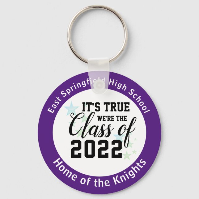 Purple High School Senior Class Gift Ideas Key Ring (Front)