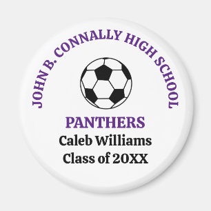 Purple High School Soccer Team Personalised Magnet