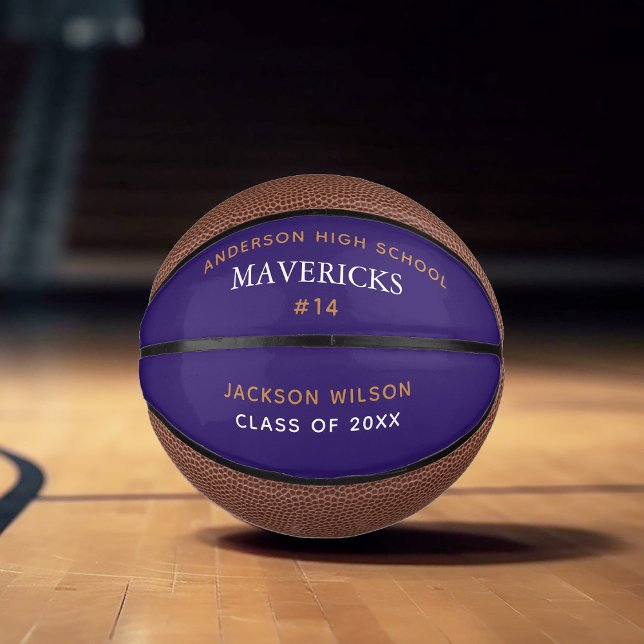 Purple High School Team Player Custom Graduation Mini Basketball (Creator Uploaded)