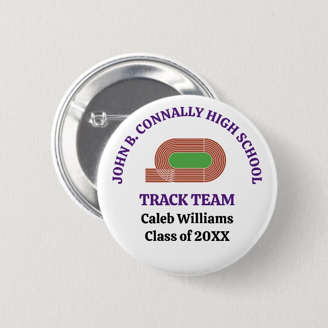 Purple High School Track Team Customised Runner 6 Cm Round Badge (Front & Back)