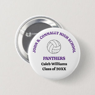 Purple High School Volleyball Player Personalised 6 Cm Round Badge
