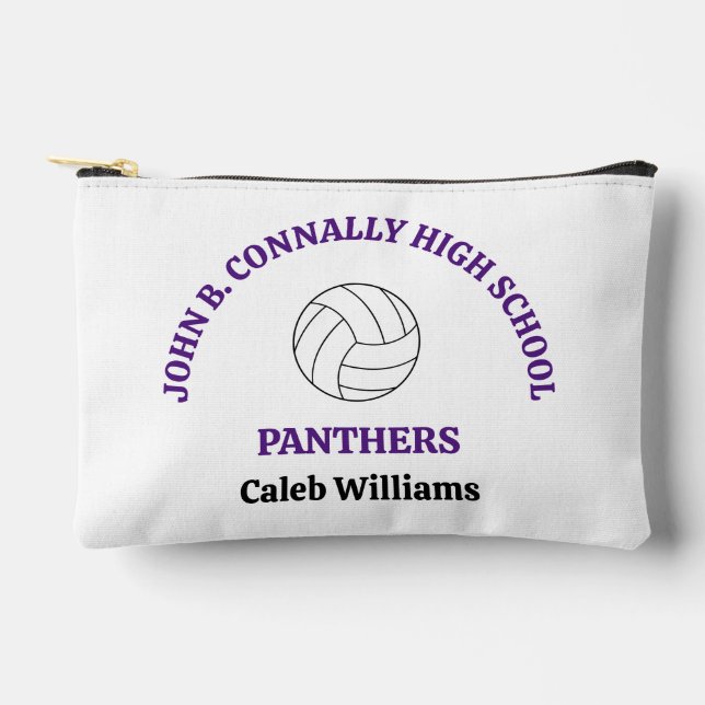 Purple High School Volleyball Player Personalised Accessory Pouch (Front)