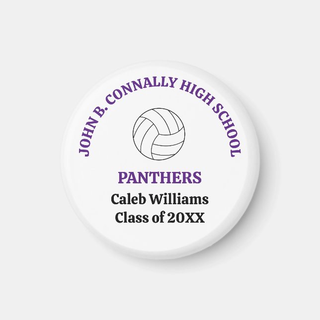 Purple High School Volleyball Player Personalised Magnet (Front)
