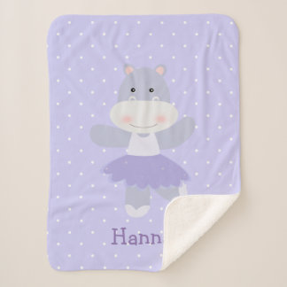 Purple Hippo Ballerina baby girl's Sherpa Blanket