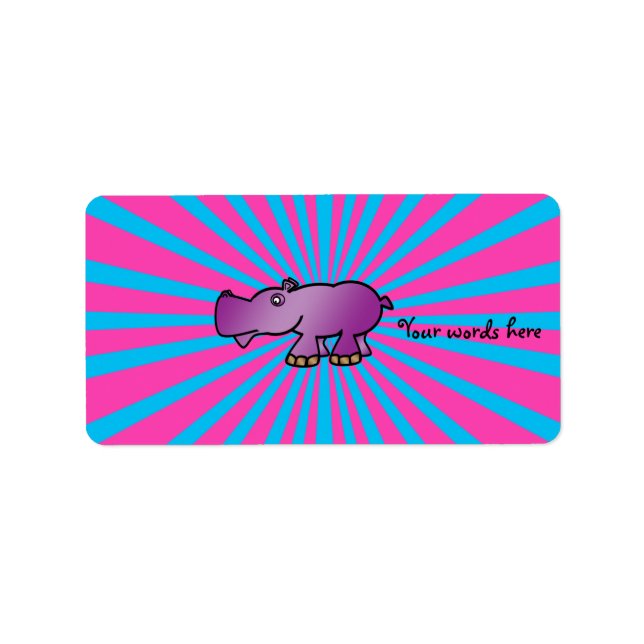 Purple hippo on pink sunburst label (Front)