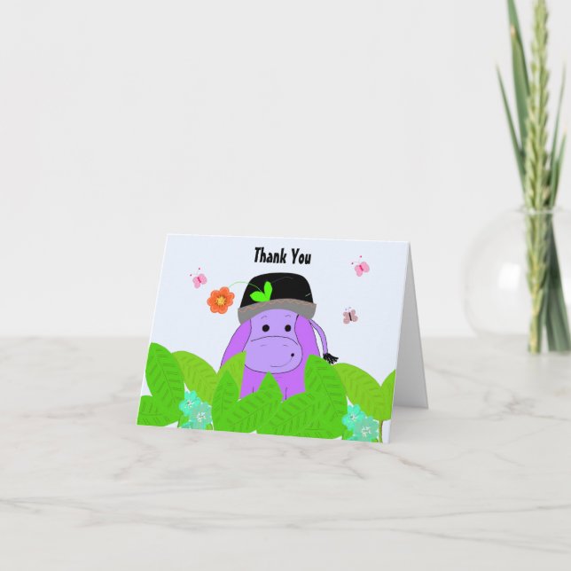 Purple Hippo Thank You Card (Front)