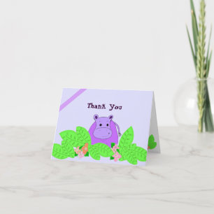 Purple Hippo Thank You Card