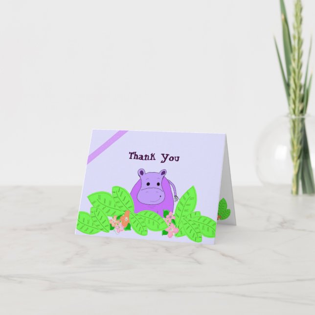 Purple Hippo Thank You Card (Front)