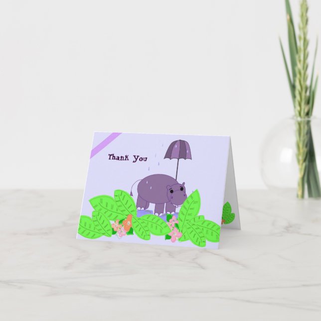Purple Hippo Thank You Card (Front)