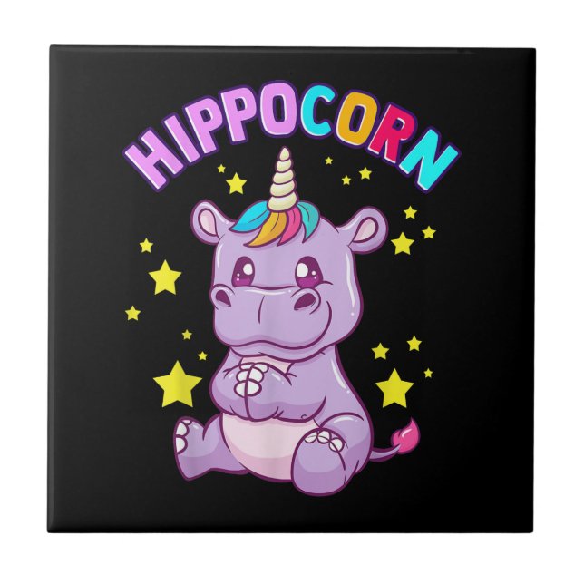 Purple HippoCorn Hippo Corn Hippopotamus Lover Tile (Front)