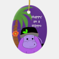 Purple Hippopotamus with a Palm Tree