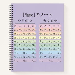 Purple Hiragana and Katakana Japanese 名前ノート Notebook