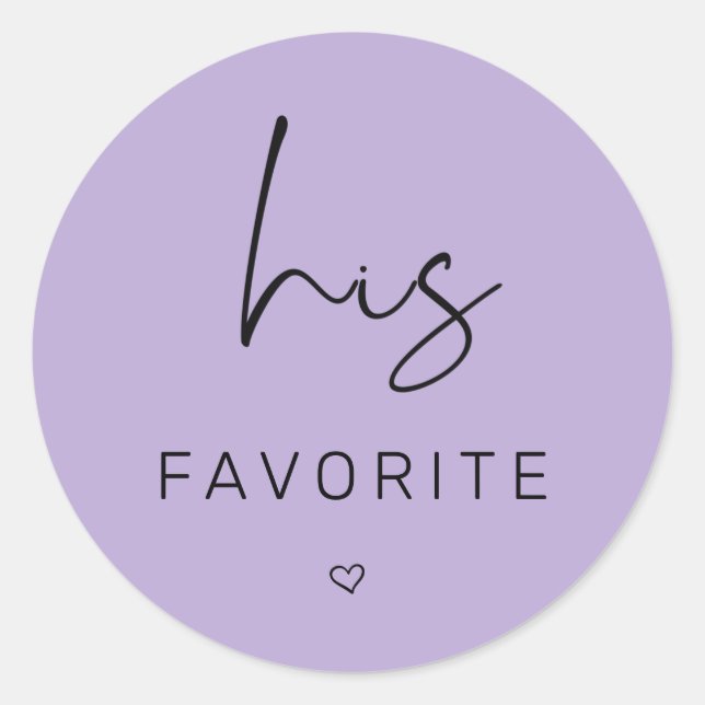 Purple His favourite Wedding Classic Round Sticker (Front)