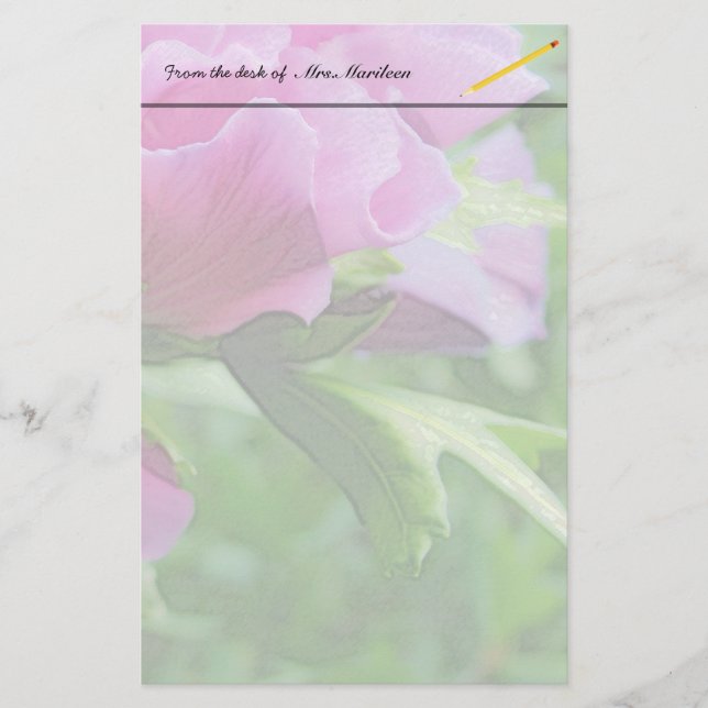 Purple hisbiscus flowers stationery (Front)