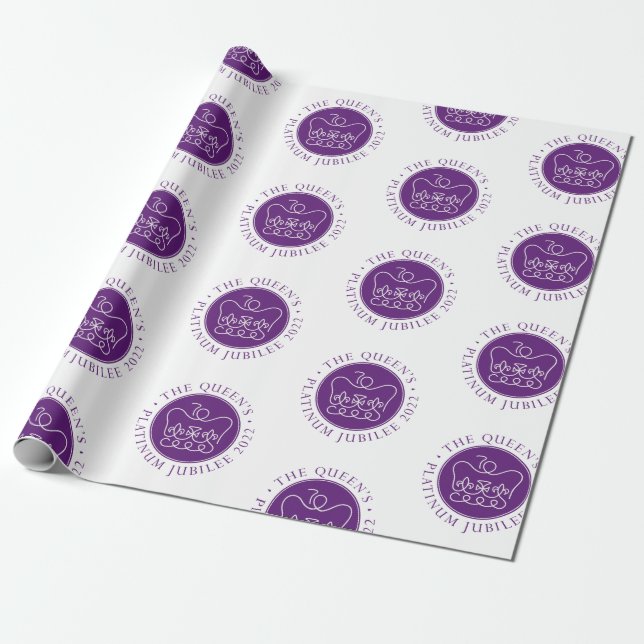 Purple HM Queen Platinum Jubilee  Wrapping Paper (Unrolled)