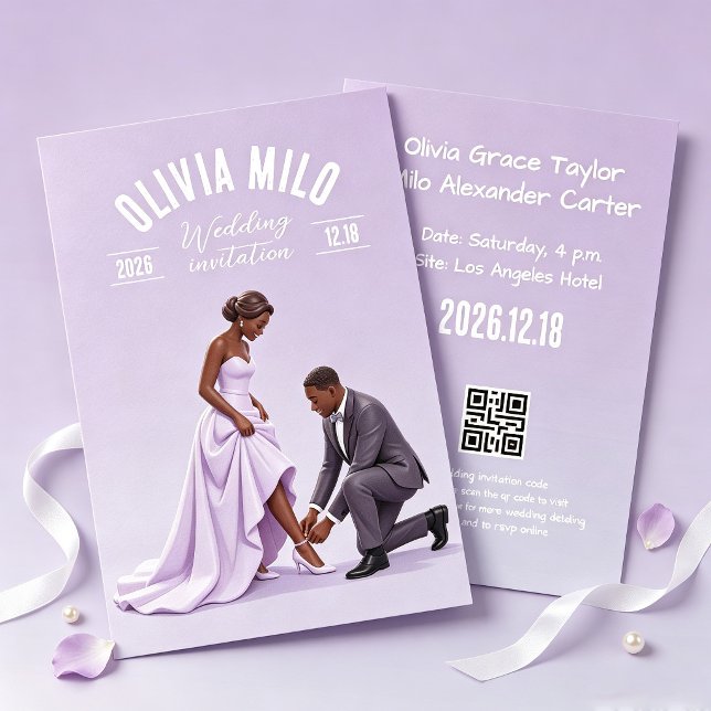 purple holding-hands artwork wedding invitation (Creator Uploaded)