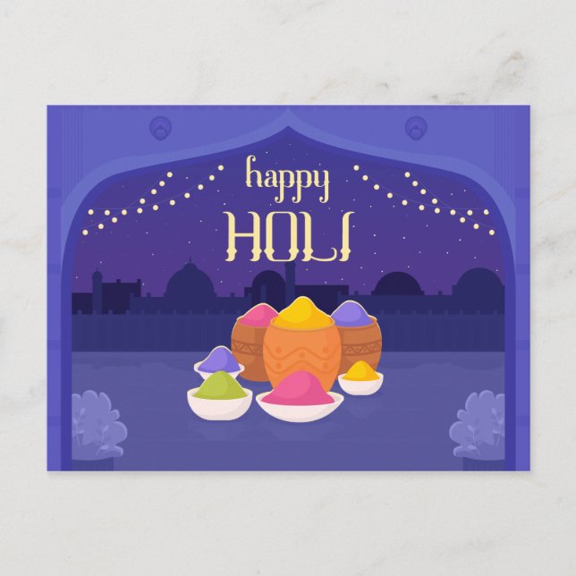 Purple Holi Night, colour powder Postcard (Front)
