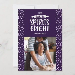 Purple Holiday Baking Spirits Bright Photo Card