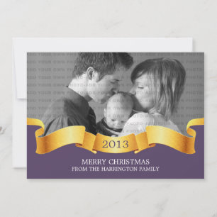 Purple Holiday Banner Photo Flat Card