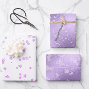 Purple Holiday Snowflakes Christmas Wrapping Paper Sheet