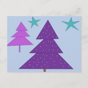 Purple Holiday Trees Postcard