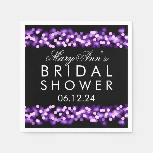 Purple Hollywood Glam Elegant Bridal Shower Favour Napkin (Front)