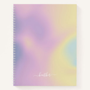 Purple Holographic Gradient Ombré Elegant Script Notebook