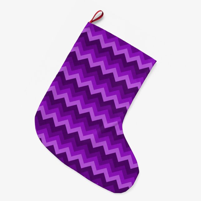 Purple Hombre Large Chevron ZigZag Pattern Christmas Stocking (Front (Hanging))