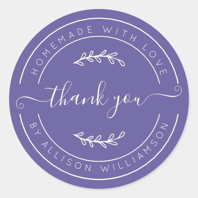 Purple Homemade Thank You Label (Front)
