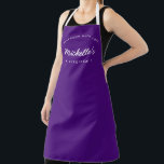 Purple Homemade with Love Custom Kitchen Apron<br><div class="desc">Let's get baking. Customise the Name on this personalised apron. Seen here in red with white typography in a stylish treatment. Encourage the sweet baker in your life, a small business bakery owner with a special gift. Perfect for baking those yummy goodies, treats, cakes, cookies and more. Featuring the words...</div>