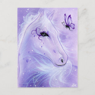 purple horse butterfly postcard