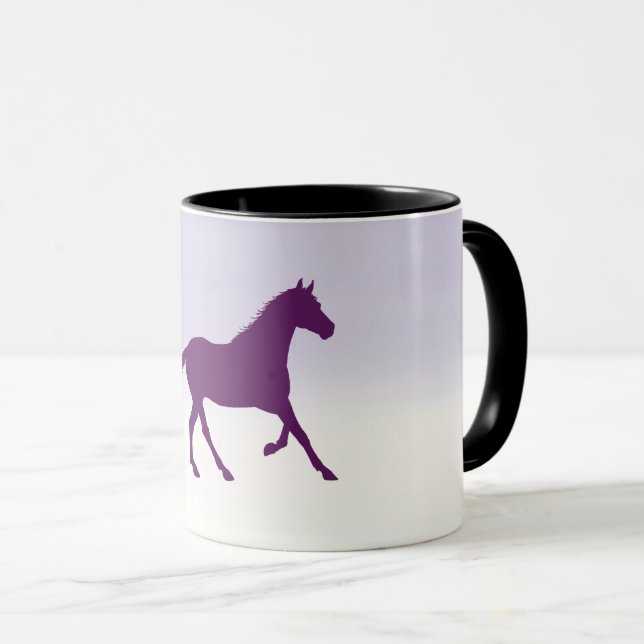 Purple Horse on Light Purple Ombre Mug (Front Right)