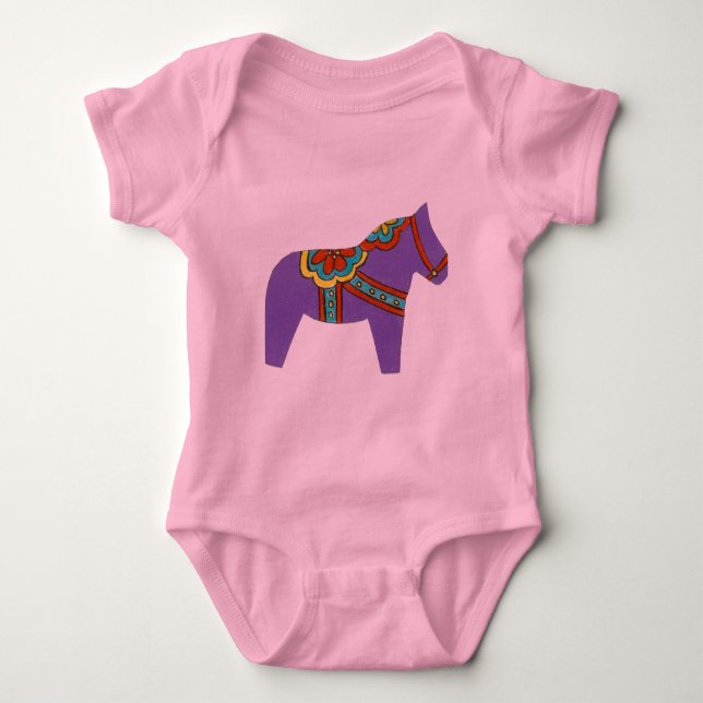 Purple Horse Wild  Dala Horse baby clothes Bodysuit (Front)
