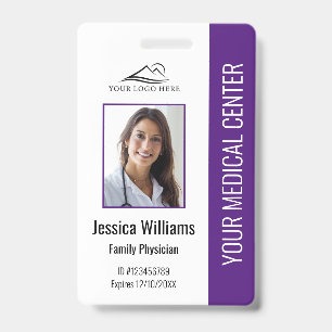 Purple Hospital Medical Employee Photo ID Badge