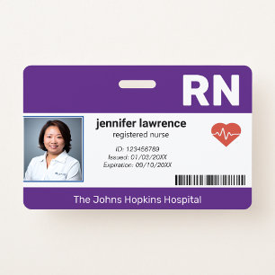 purple   Hospital Medical Employee Photo ID ID Badge