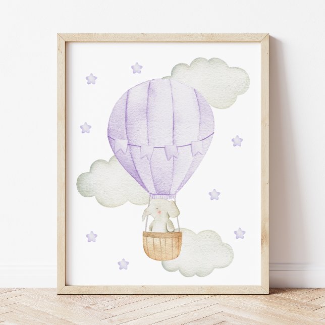 Purple Hot Air Balloon, Animals, Elephant, Stars Photo Print (Creator Uploaded)