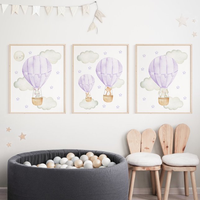 Purple Hot Air Balloon, Animals, Gender Neutral (Creator Uploaded)