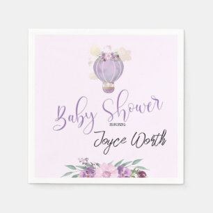 Purple hot air balloon elephant napkin
