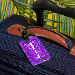 Purple & Hot Pink Luggage Tag