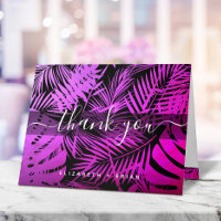 Purple hot pink tropical palm leaf script monogram