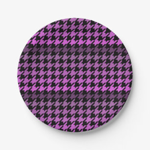 Purple houndstooth paper plates